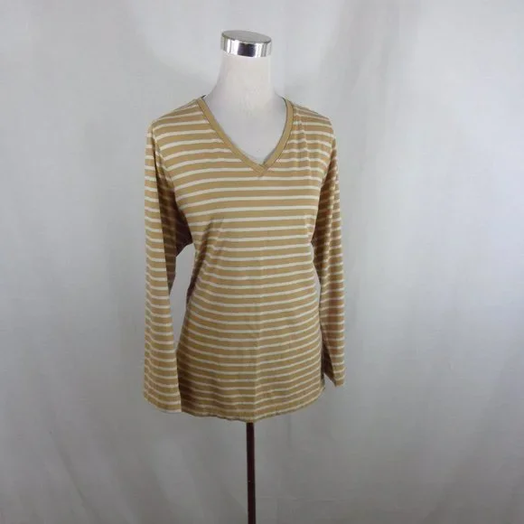 LANDS' END WOMEN'S SHIRT SZ 2X BROWN STRIPED - Picture 2 of 5